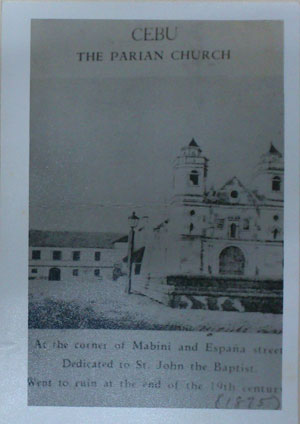 Parian Church, according to "Ang Sugbo sa Karaang Panahon", “has never been surpassed by any other church that has been built in Cebu, such as the Cathedral, the Seminary and San Nicolas.” (PHOTO USED WITH PERMISSION FROM THE CEBUANO STUDIES CENTER)