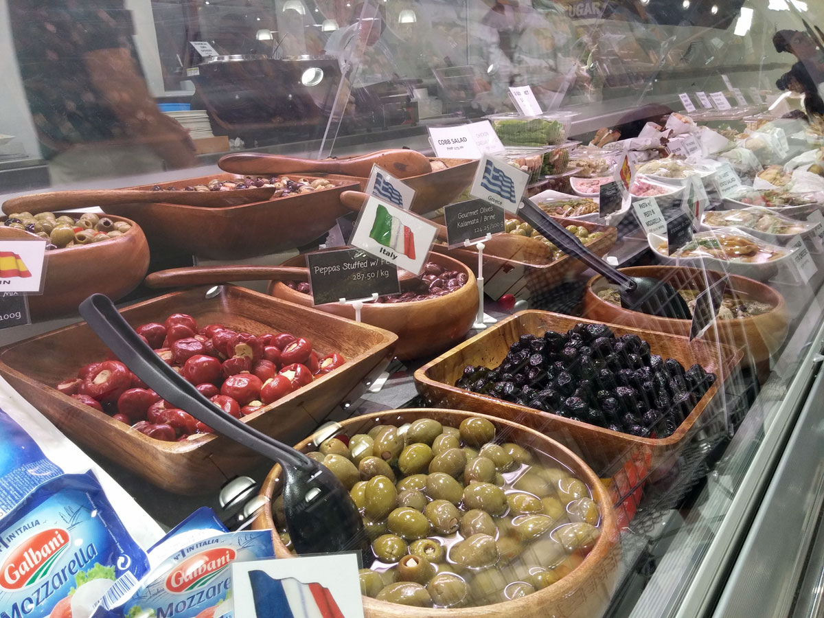 Olives on display at Rustan's Gourmet to Go section.