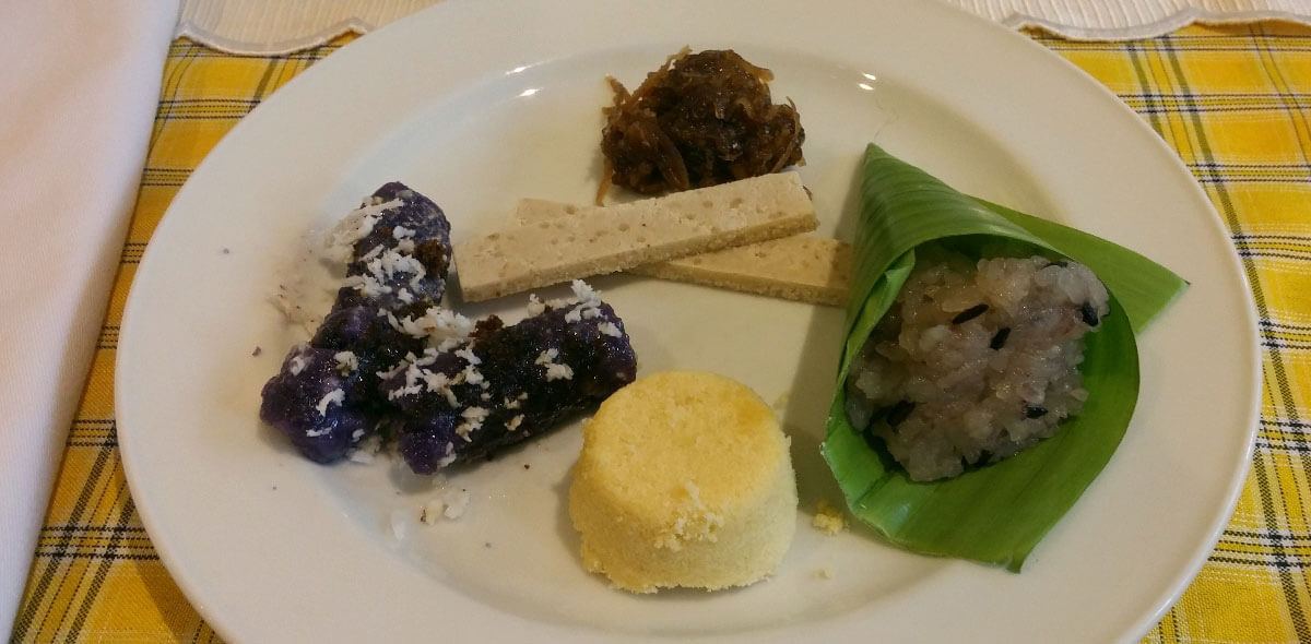Panghimagas or desserts. Masareal, polvoron, puto bumbong, puto, biko.