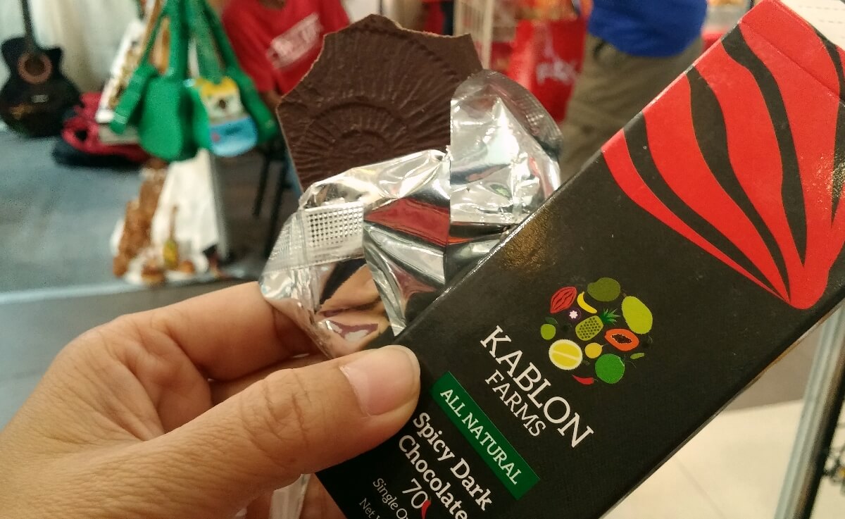 SPICY, DARK CHOCOLATE. This product by the Kablon Farms in Tupi, South Cotabato is delicious! (Photo by Max Limpag)
