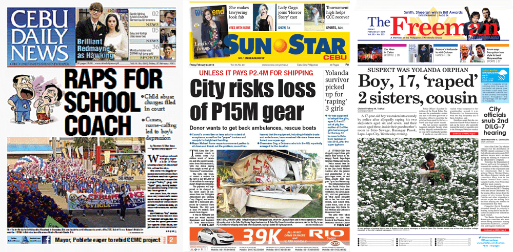 Cebu News Digest: Feb. 27, 2015: 7 men involved in shooting that killed German: task force; 17-year-old accused of raping 3 girls