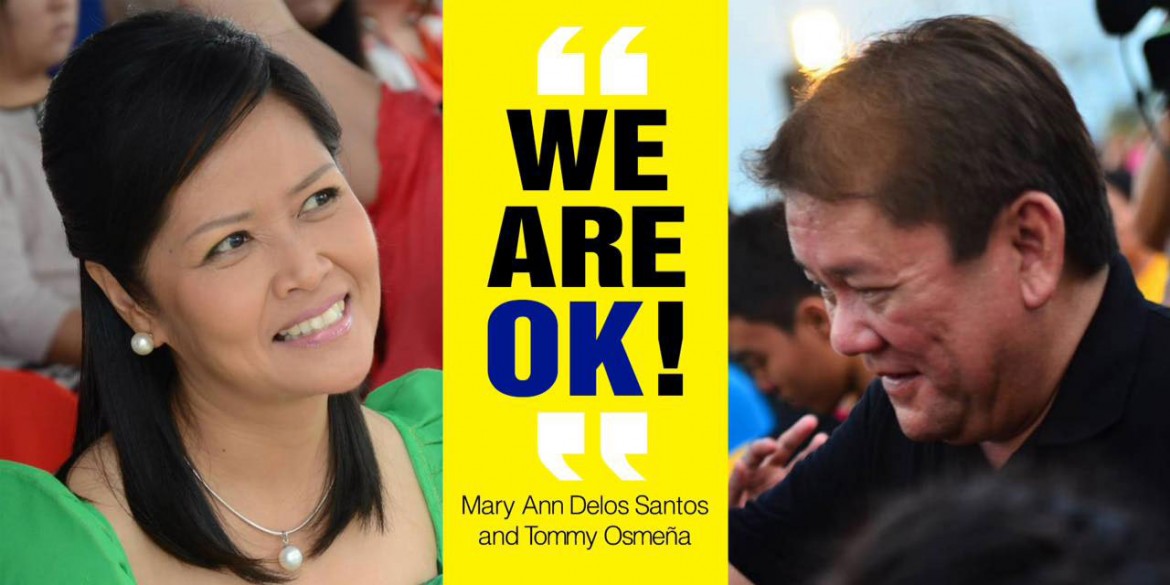 NOW OKAY. Erstwhile political enemies Councilor Mary Ann Delos Santos and former mayor Tomas Osmeña are now allies. The image above adorned the Lahug Barangay Hall.