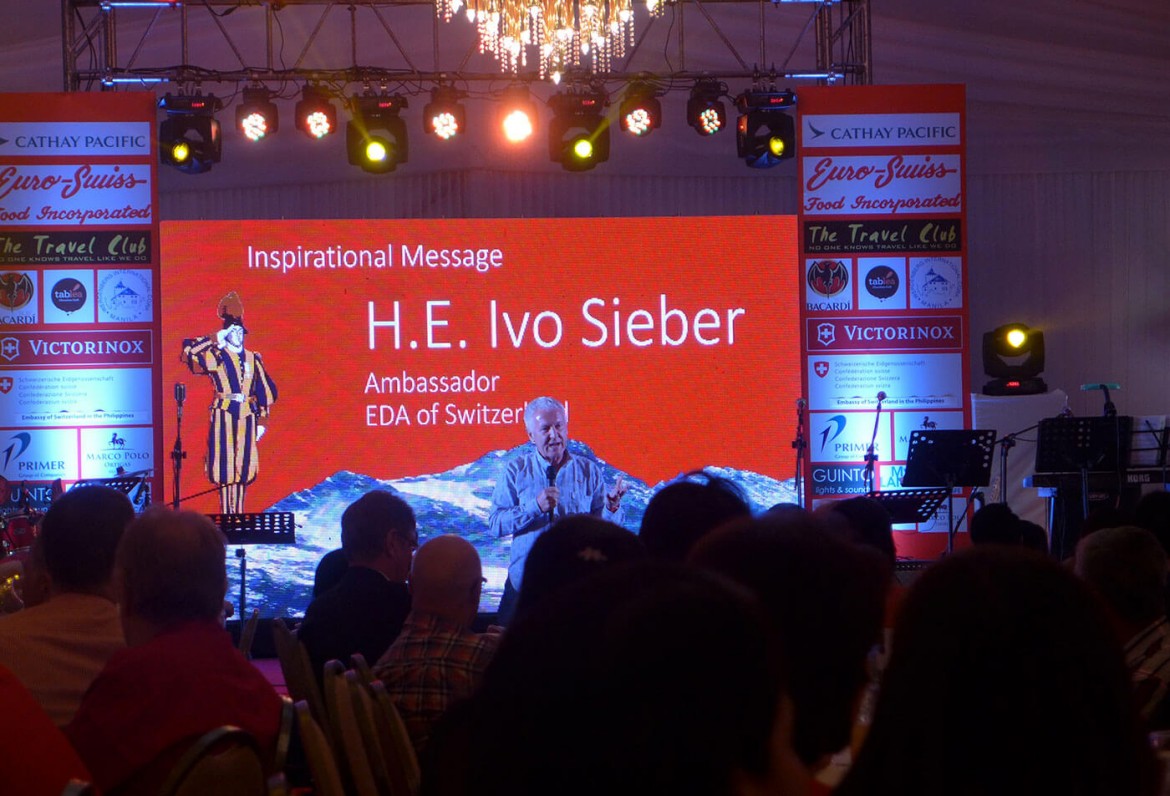 SAYING GOODBYE. Swiss Ambassador Ivo Sieber tells the room he will be leaving for a new posting in Thailand. He also asked Swiss nationals in Cebu to vote in Switzerland's federal elections this October.