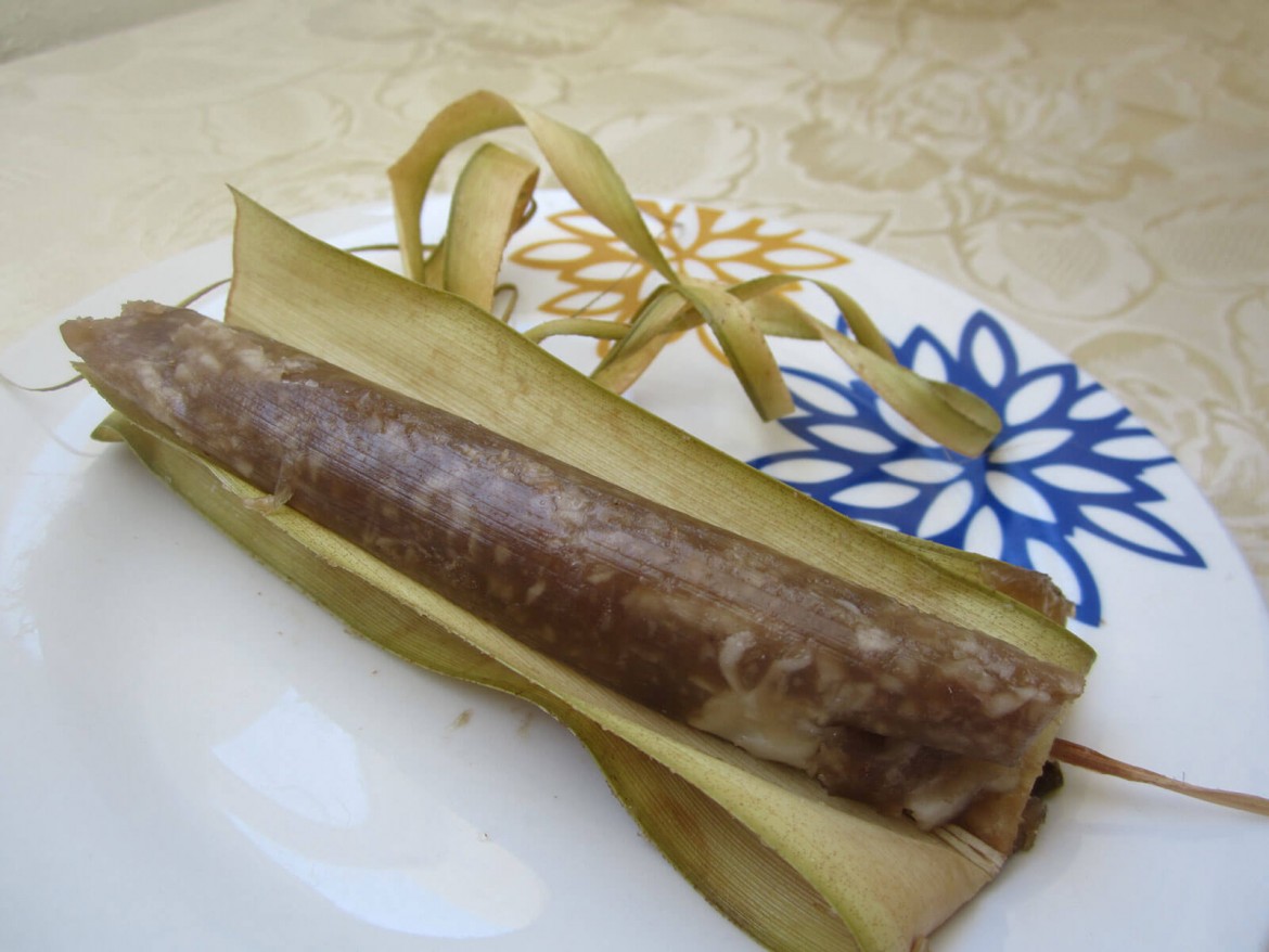 SAKSAK PALM. The palagsing is made through a laborious process that starts with extracting starch from a mature saksak palm.