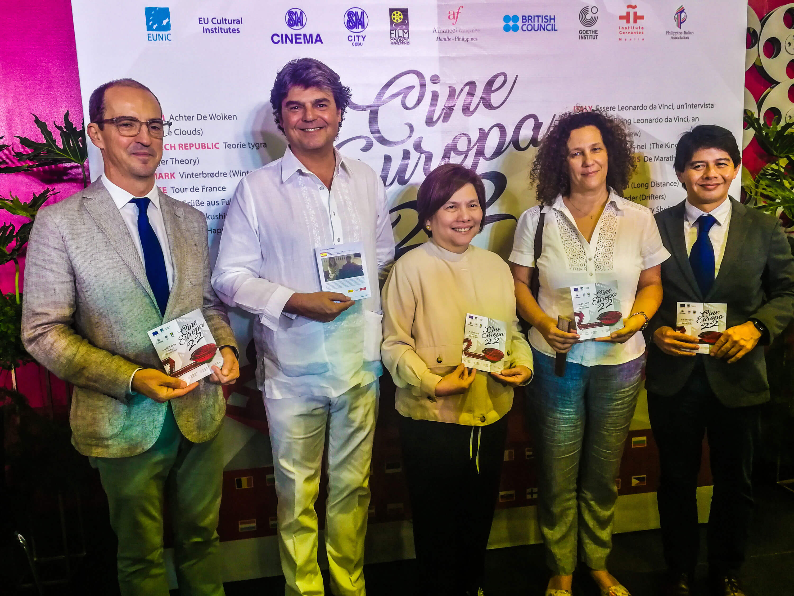 CINE EUROPA 22. EU Delegation First Counsellor Rafael de Bustamante, Spanish Ambassador to the Philippines Jorge Moragas, SM Prime Holdings Inc. Vice President Marissa Fernan, a member of the delegation, Information Officer Robert Leon during the opening of Cine Europa 22 in SM City Cebu.