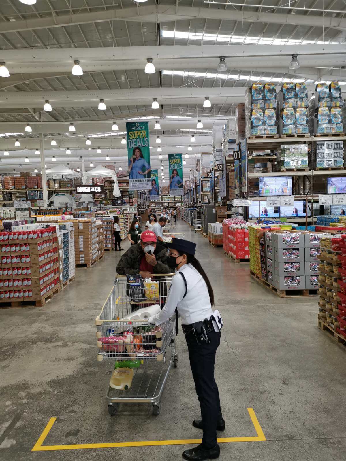 DISINFECTED. Grocery carts are disinfected after use of each shopper, while checkout counters are sanitized after every transaction.