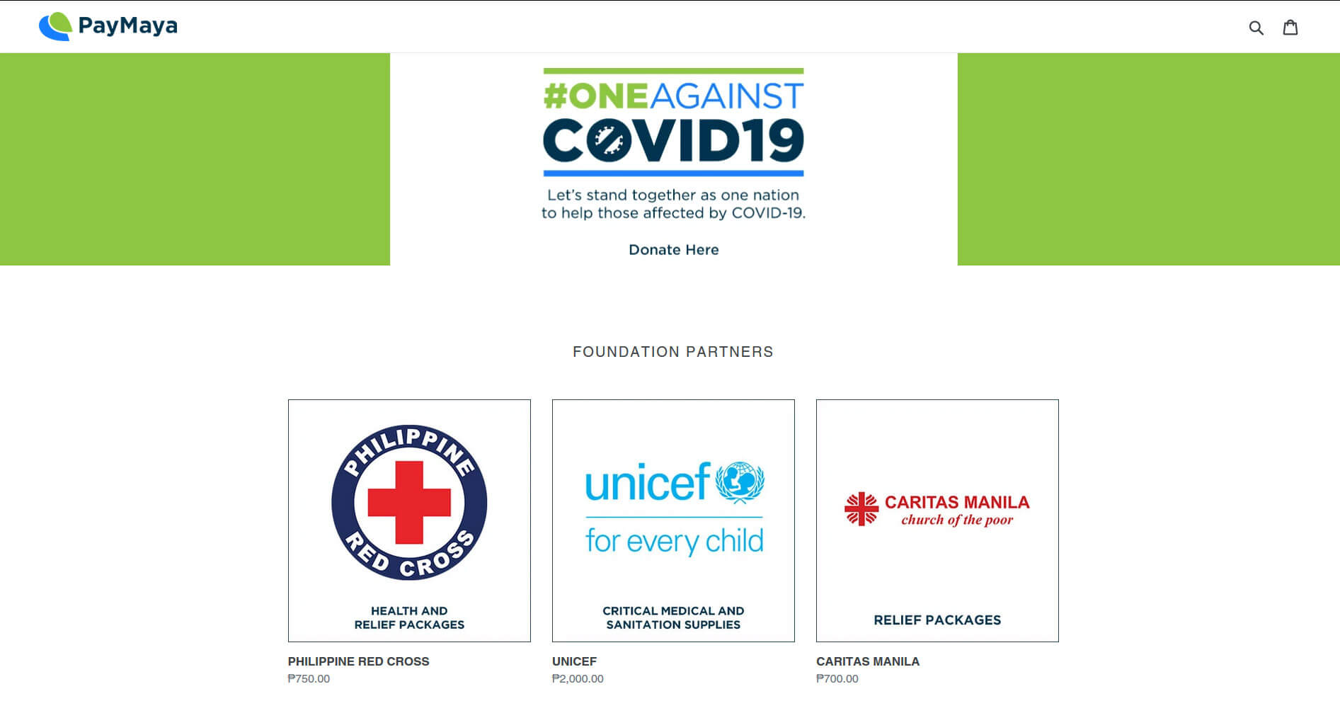#OneAgainstCOVID19: Donate to Red Cross, UNICEF, Caritas Manila, Oxfam Pilipinas through PayMaya