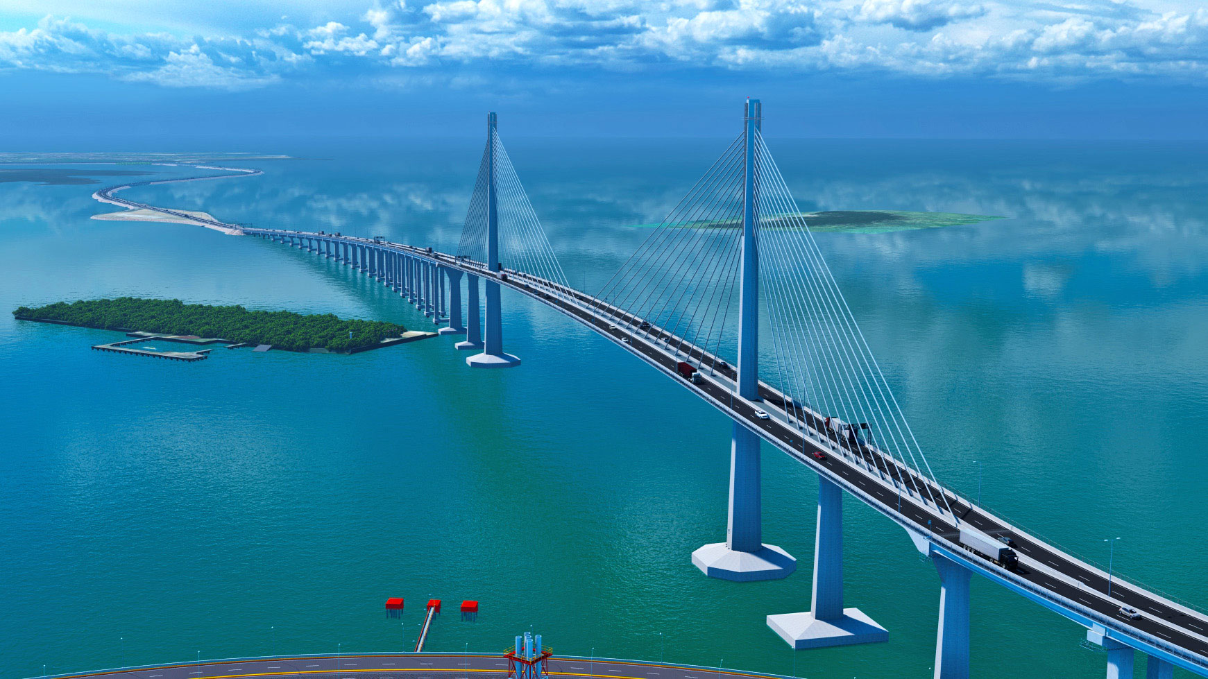 An engineering render of the Cebu-Cordova Link Expressway.