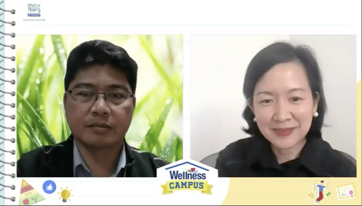 Dr. Salustiano Jimenez, Regional Director, DepEd-Region 7, and Ms. Arlene Tan-Bantoto, Senior Vice President and Head of Corporate Affairs and Communications at Nestlé Philippines, during the virtual MOA signing event.