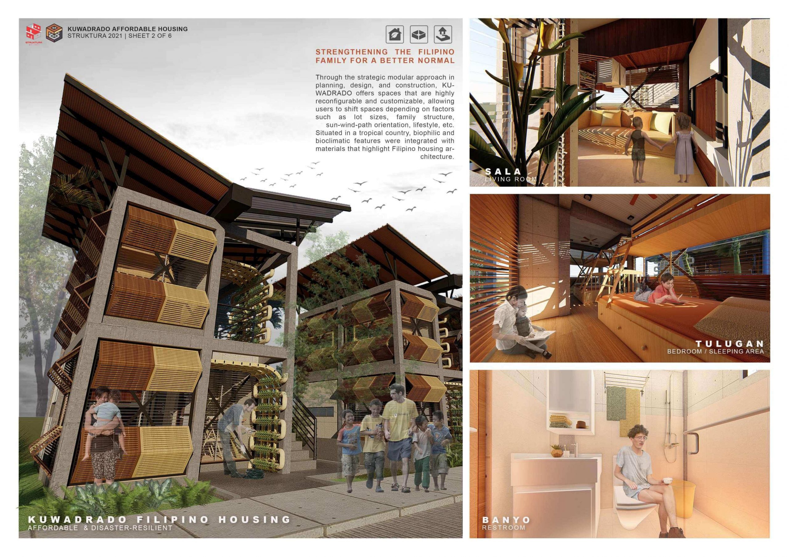 Kuwadrado by Chester Neil Cunanan from the University of the Philippines Diliman won second place in the STRUKTURA design competition.