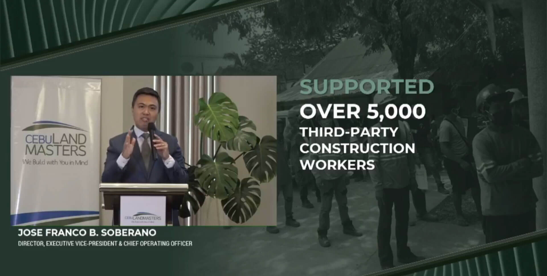 HELPING OUT. COO Jose Franco Soberano said the company provided assistance during the pandemic to third-party construction workers.
