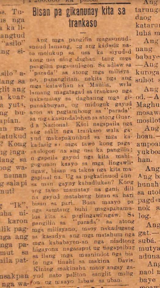 This article came out on the January 28, 1919 issue of Bag-ong Kusog.