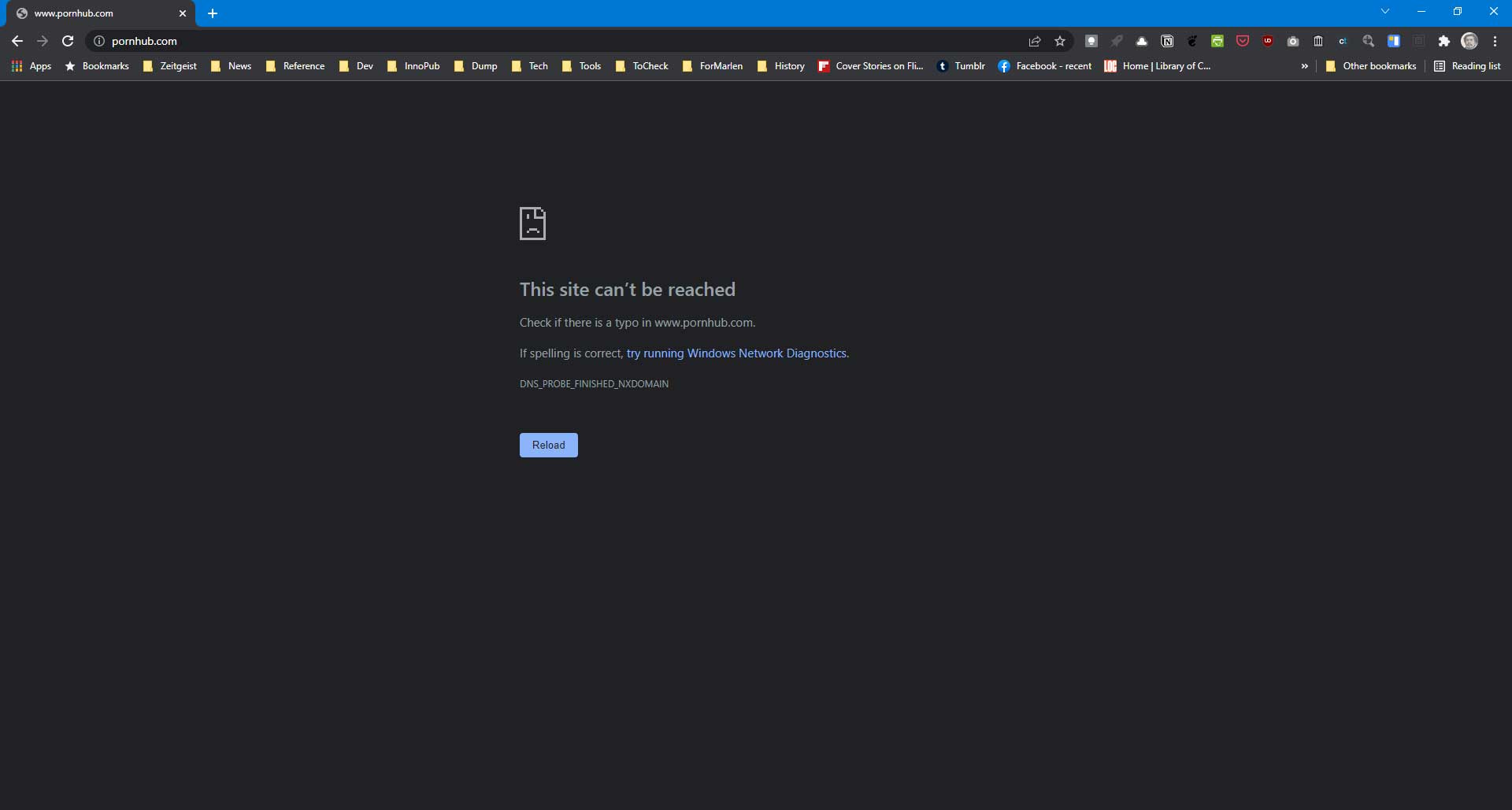 BLOCKED. A popular porn site is blocked after using Cloudflare's 1.1.1.1 for Families service.