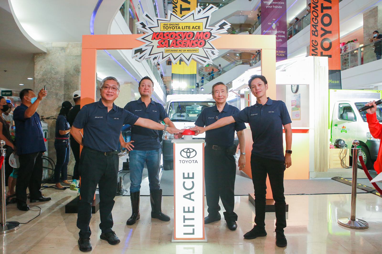 (From left) Senior Vice President and Overall Head of Marketing, New Mobility Business and Vehicle Logistics Department Jing Atienza, TMP President Atsuhiro Okamoto, Vice Chairman David Go and Senior Vice President for Marketing Masatoshi Toiya.
