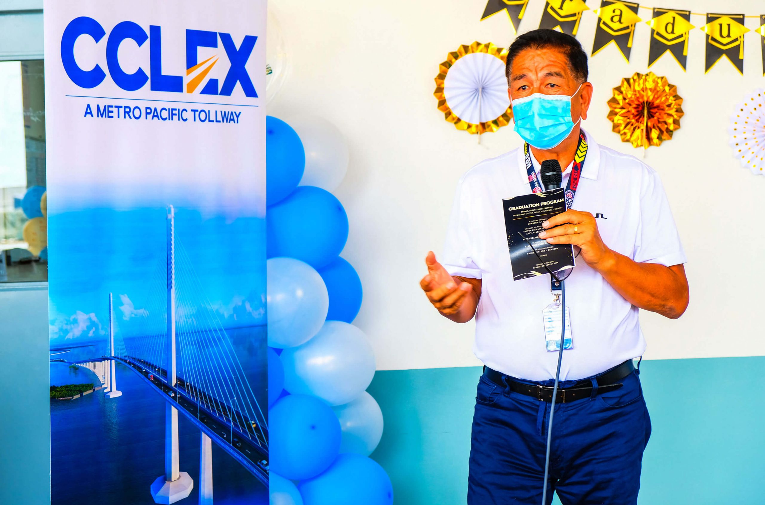 LTO Director for Law Enforcement Service and LTO-NCR West Regional Director Atty. Clarence Guinto speaks to the CCLEX patrol crews during their graduation ceremony on July 29, 2022 held at the CCLEX Toll Operations Center Building.