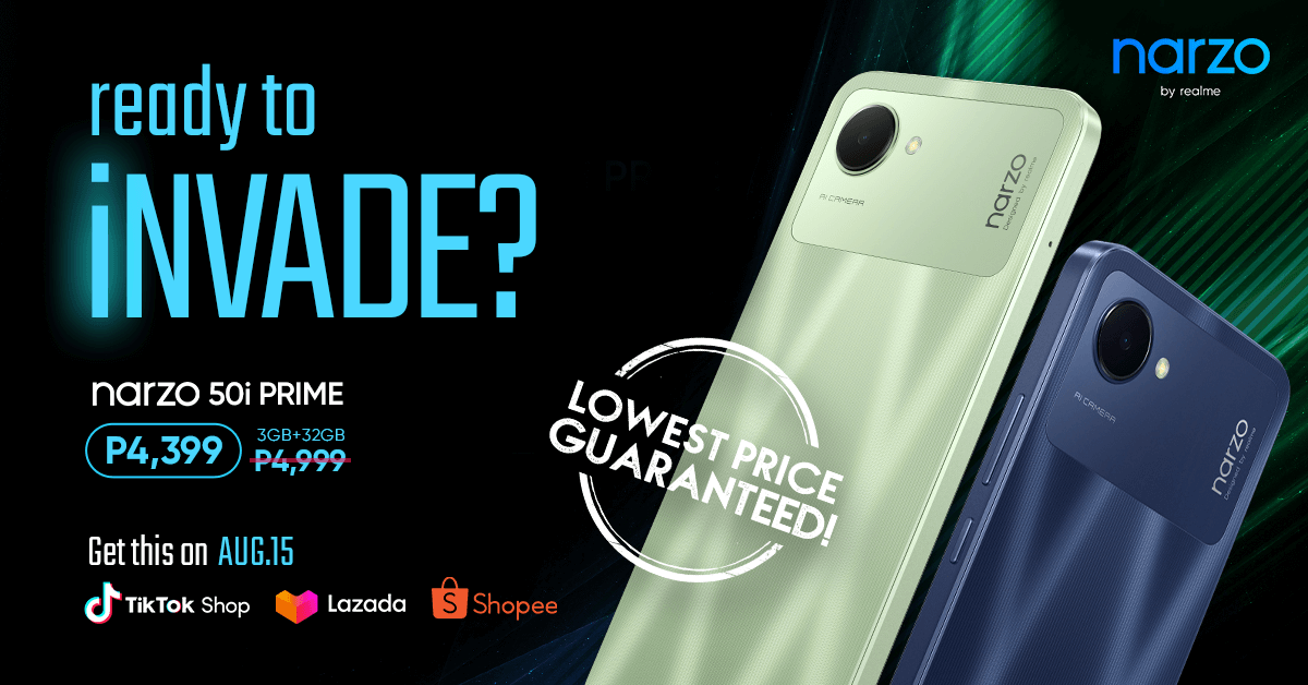 Newest narzo 50i Prime for only P4,399 this Aug 15