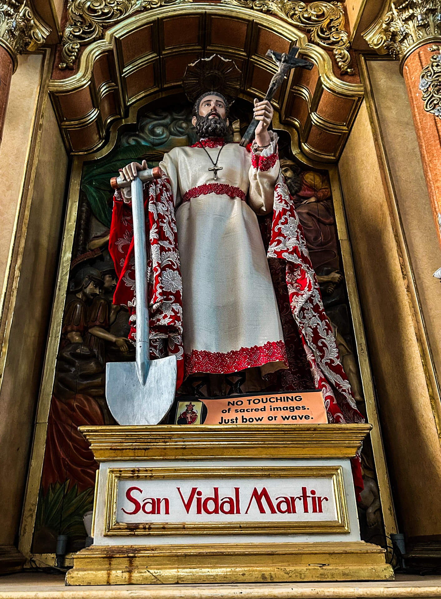 The image of San Vidal at the Cebu Metropolitan Cathedral. It is now placed near the altar as part of today’s Feast Day celebration.