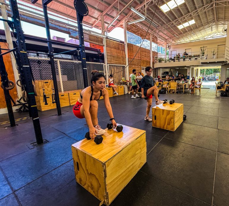NOT JUST APPAREL, EXERCISE ALLY. With Hannah Abelgas, my partner during the Crossfit session. Our adidas gear - Dropset 3 strength training shoes, Optime 3-Stripes ¼ short leggings, a supportive sports bra, and Climacool socks - helped us make it through the session.