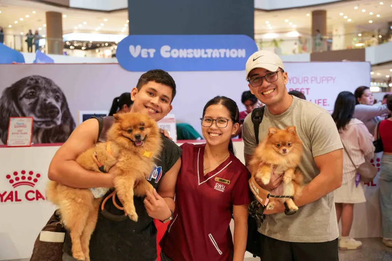 A photo of pet owners and a veterinarian on the event grounds of Puppy & Kitten Con